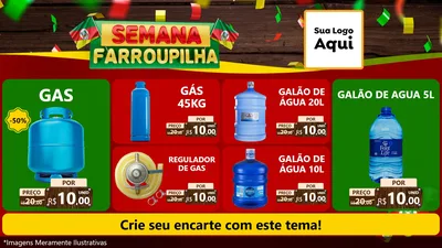 Modelo de TV para TV Horizontal com o tema Semana Farroupilha para Água e gás