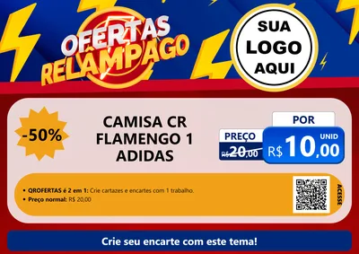Modelo de Cartaz para Cartaz A4 Horizontal com o tema Ofertas Relâmpago para Roupas e acessórios