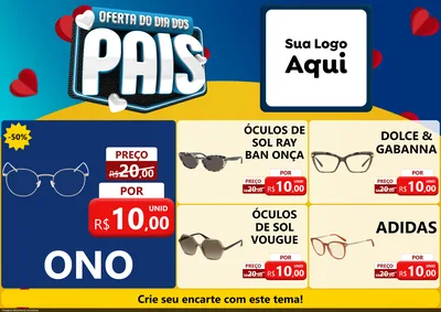 Modelo de Encarte para Encarte A4 Horizontal com o tema Oferta Do Dia Dos Pais para Óticas