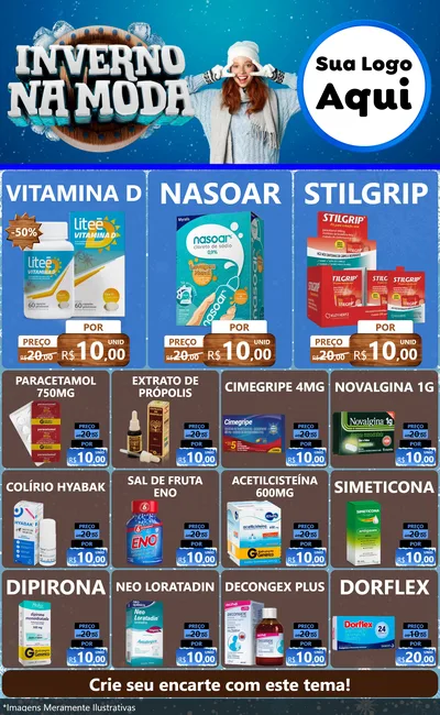 Modelo de Encarte para Encarte Grande com o tema Inverno na Moda para Farmácia
