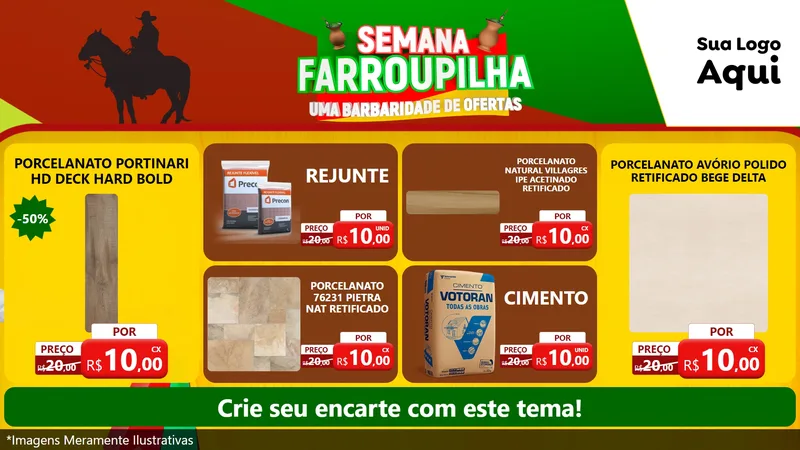 Modelo de TV para TV Horizontal com o tema Semana Farroupilha - Uma Barbaridade de Ofertas para Pisos e revestimentos