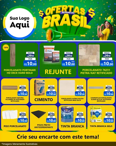 Modelo de Rede Social para Feed Instagram com o tema Ofertas Semana do Brasil para Pisos e revestimentos