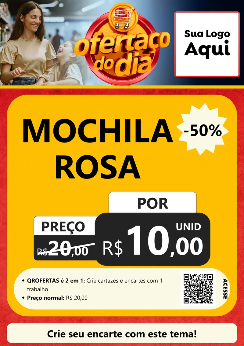Modelo de Cartaz para Cartaz A4 Vertical com o tema Ofertaço Do Dia para Papelaria