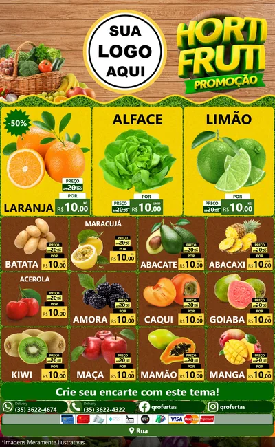 Modelo de Encarte para Encarte Grande com o tema Hortifrúti Promoção para Hortifrúti