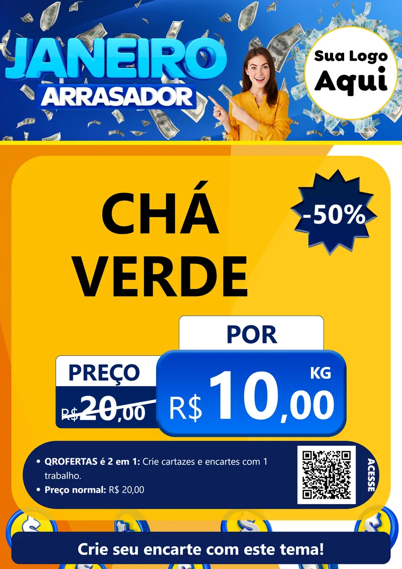 Modelo de Cartaz para Cartaz A4 Vertical com o tema Janeiro Arrasador para Produtos Naturais