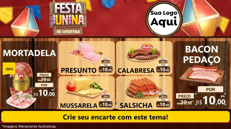 Modelo de TV para TV Horizontal com o tema Festa Junina de Ofertas para Frios e Laticínios