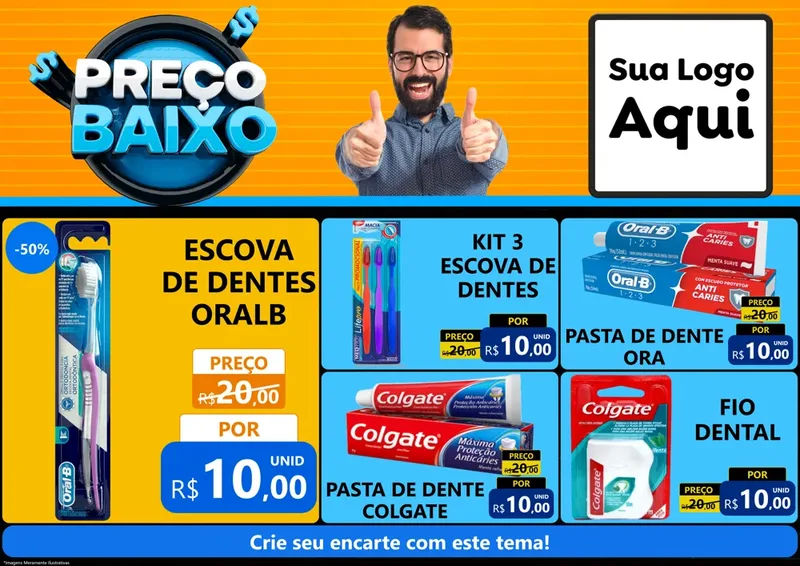 Modelo de Encarte para Encarte A4 Horizontal com o tema Preço Baixo para Higiene Pessoal