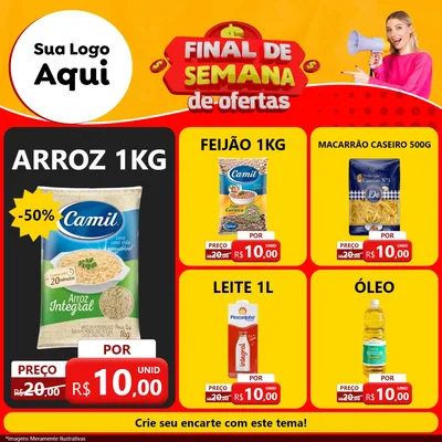 Modelo de Rede Social para Feed Facebook com o tema Final de Semana de Ofertas para Supermercado