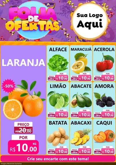 Modelo de Encarte para Encarte A4 Vertical com o tema Folia de Ofertas para Hortifrúti