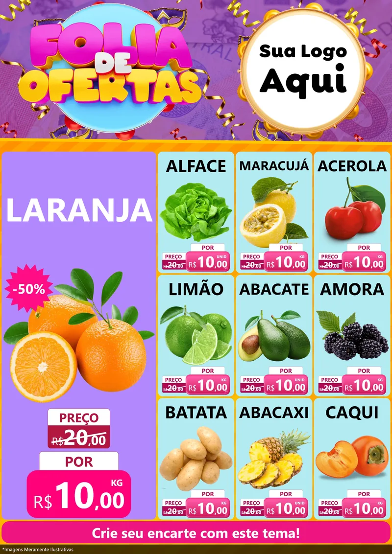 Modelo de Encarte para Encarte A4 Vertical com o tema Folia de Ofertas para Hortifrúti