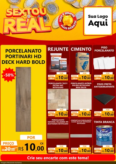Modelo de Encarte para Encarte A4 Vertical com o tema Sextou do Real para Pisos e revestimentos
