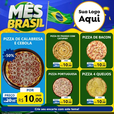 Modelo de Rede Social para Feed Facebook com o tema Mês do Brasil para Pizzaria
