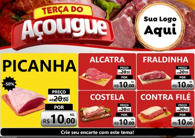 Modelo de Encarte para Encarte A4 Horizontal com o tema Terça do Açougue para Açougue