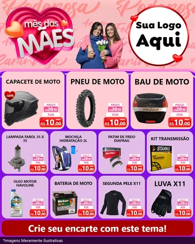 Modelo de Rede Social para Feed Instagram com o tema Mês Das Mães para Moto peças