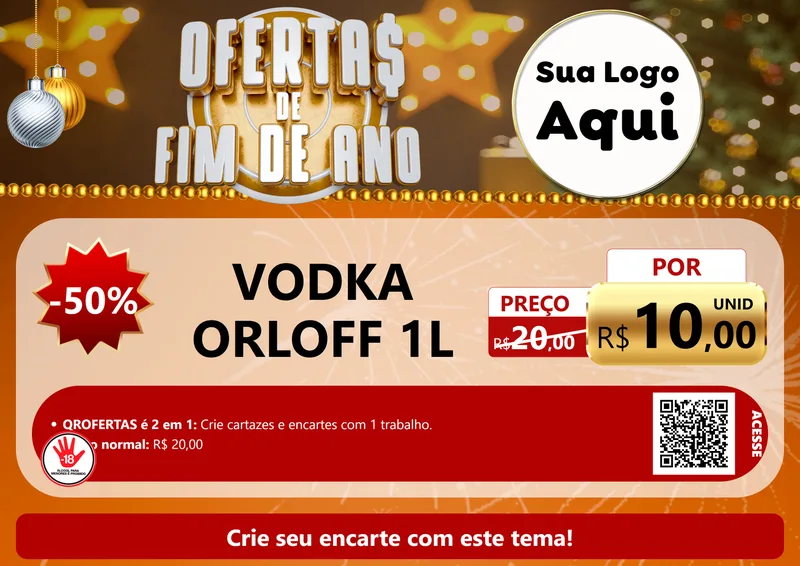 Modelo de Cartaz para Cartaz A4 Horizontal com o tema Ofertas de Fim de Ano para Distribuidora de bebidas