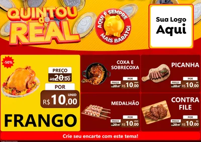Modelo de Encarte para Encarte A4 Horizontal com o tema Quintou do Real para Assados