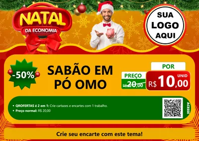 Modelo de Cartaz para Cartaz A4 Horizontal com o tema Natal da Economia para Produtos de Limpeza