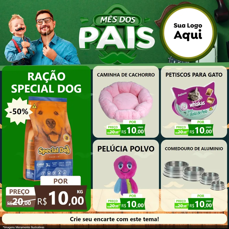 Modelo de Rede Social para Feed Facebook com o tema Mês dos Pais para Pet Shop