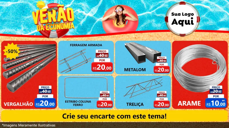 Modelo de TV para TV Horizontal com o tema Verão da Economia para Ferragens