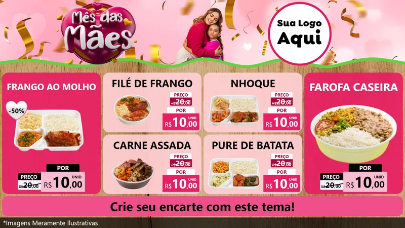 Modelo de TV para TV Horizontal com o tema Mês das Mães para Restaurante