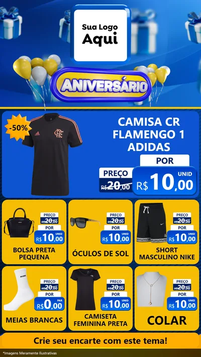 Modelo de Rede Social para Stories com o tema Aniversário para Roupas e acessórios