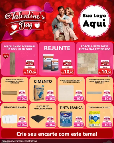 Modelo de Rede Social para Feed Instagram com o tema Valentine's Day para Pisos e revestimentos