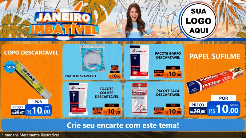 Modelo de TV para TV Horizontal com o tema Janeiro Imbatível para Embalagens