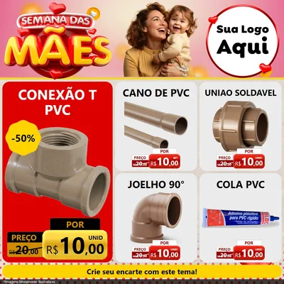 Modelo de Rede Social para Feed Facebook com o tema Semana das Mães para Tubos e conexões