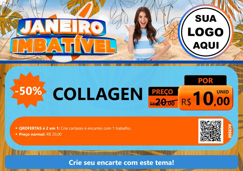 Modelo de Cartaz para Cartaz A4 Horizontal com o tema Janeiro Imbatível para Suplementos alimentares