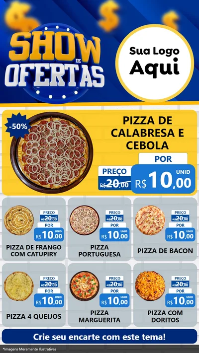 Modelo de Rede Social para Stories com o tema Show de Ofertas para Pizzaria