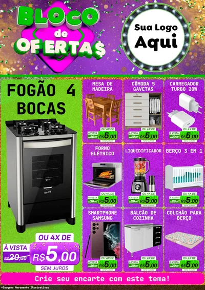 Modelo de Encarte para Encarte A4 Vertical com o tema Bloco de Ofertas para Móveis e Eletro