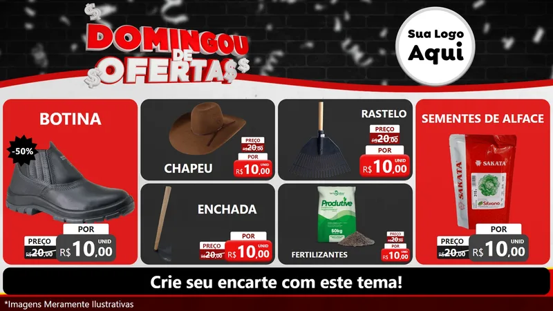 Modelo de TV para TV Horizontal com o tema Domingou de Ofertas para Agropecuária