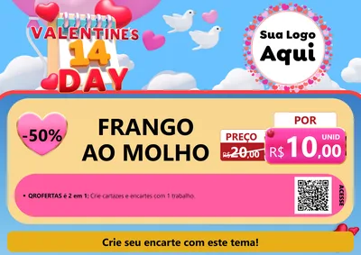 Modelo de Cartaz para Cartaz A4 Horizontal com o tema Valentine's Day para Restaurante