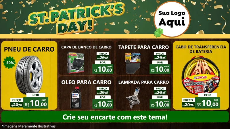 Modelo de TV para TV Horizontal com o tema St Patriks Day para Auto peças