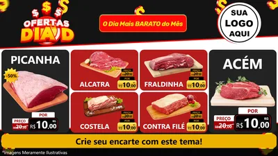 Modelo de TV para TV Horizontal com o tema Ofertas Dia D para Açougue