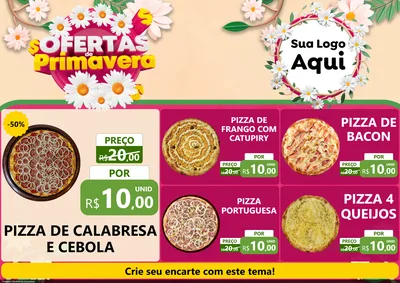 Modelo de Encarte para Encarte A4 Horizontal com o tema Ofertas de Primavera para Pizzaria