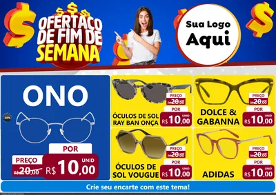 Modelo de Encarte para Encarte A4 Horizontal com o tema Ofertaço de Fim de Semana para Óticas
