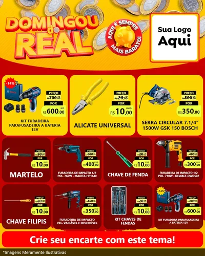 Modelo de Rede Social para Feed Instagram com o tema Domingou do Real para Maquinas e Ferramentas