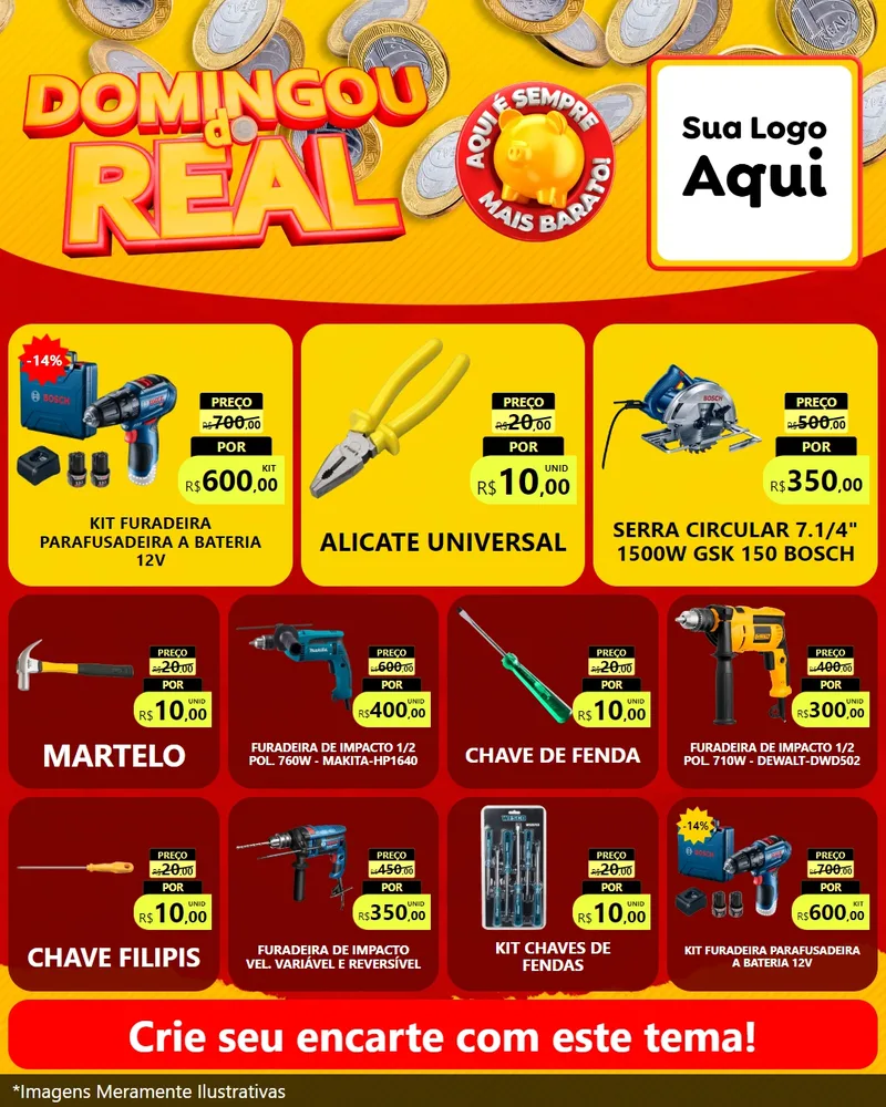 Modelo de Rede Social para Feed Instagram com o tema Domingou do Real para Maquinas e Ferramentas