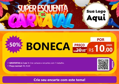 Modelo de Cartaz para Cartaz A4 Horizontal com o tema Super Esquenta de Carnaval para Brinquedos