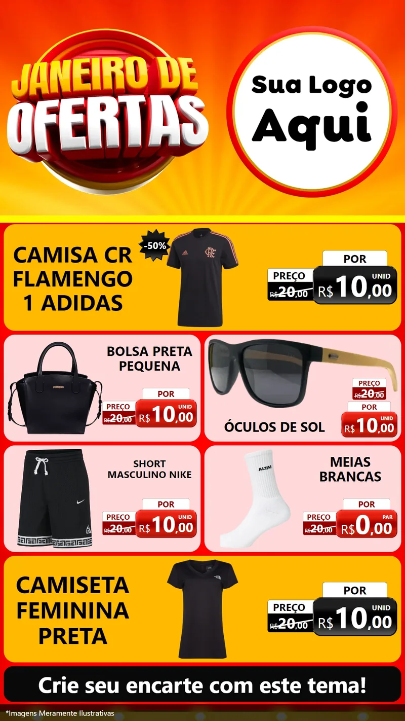 Modelo de TV para TV Vertical com o tema Janeiro de Ofertas para Roupas e acessórios