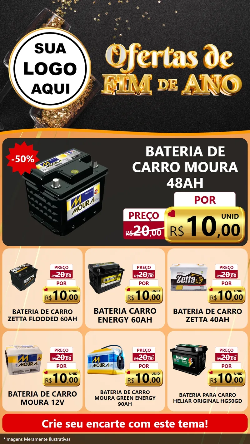 Modelo de Rede Social para Stories com o tema Ofertas de Fim de Ano para Baterias Elétricas