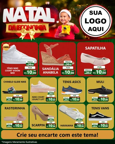 Modelo de Rede Social para Feed Instagram com o tema Natal da Economia para Calçados