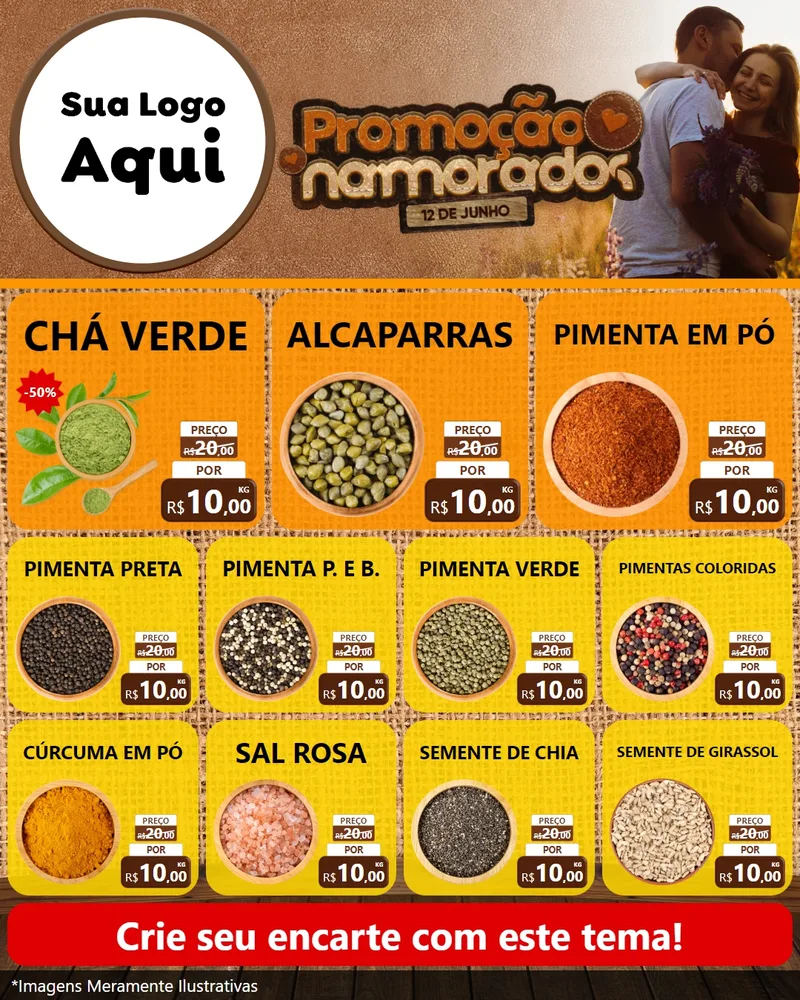Modelo de Rede Social para Feed Instagram com o tema Promoção Namorados para Produtos Naturais