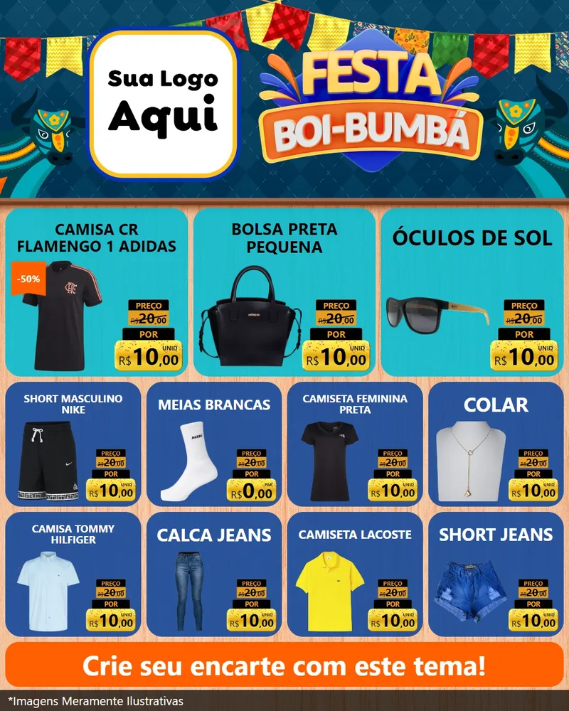 Modelo de Rede Social para Feed Instagram com o tema Festa Boi Bumbá para Roupas e acessórios