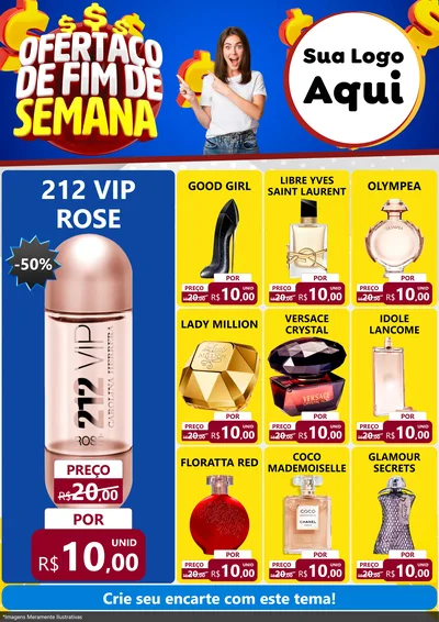 Modelo de Encarte para Encarte A4 Vertical com o tema Ofertaço de Fim de Semana para Perfumes