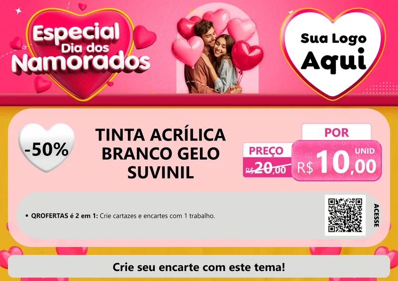 Modelo de Cartaz para Cartaz A4 Horizontal com o tema Especial Dia dos Namorados para Tintas e Ferramentas