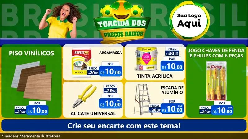 Modelo de TV para TV Horizontal com o tema Torcida dos Preços Baixos - Copa para Material para Construção