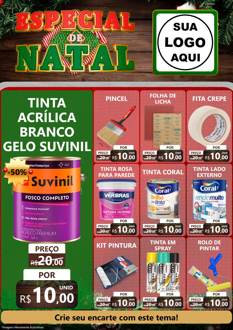 Modelo de Encarte para Encarte A4 Vertical com o tema Especial de Natal para Tintas e Ferramentas