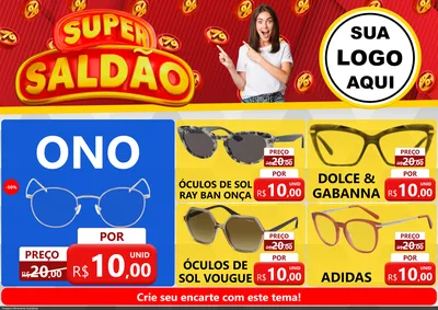 Modelo de Encarte para Encarte A4 Horizontal com o tema Super Saldão para Óticas